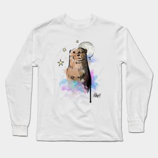 Otter Under the Starry Night Sky Long Sleeve T-Shirt